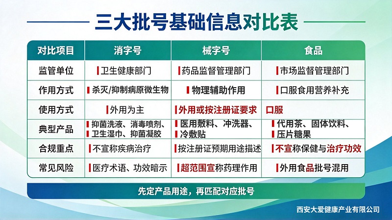 消字号/械字号/食品批号的贴牌代工批号基础信息对比